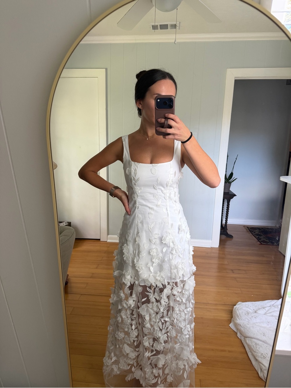Show Me Your MuMu White Floral Embellished Maxi Dress